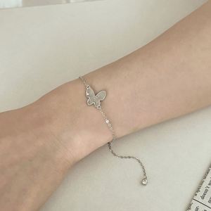 Dylam <b>Charm</b> Jewelry S925 Silver Rhodium 14K Gold Plated Crushed Ice Butterfly Silhouette Pendant Link Chain 5A Zirconia <b>Bracelet</b> - Product Image 3