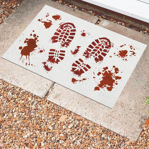 Alfombra de puerta rectangular de terciopelo cristalino con estampado de huellas de sangre de Halloween, resistente a las manchas, antideslizante, para el hogar, de fibra de poliéster - Product Image 5