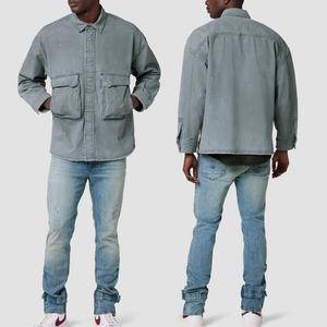 เสื้อแจ็คเก็ตยีนส์สไตล์วินเทจสำหรับผู้ชาย แต่งกระเป๋าแบบพับได้ ราคาโรงงาน รับผลิตตามแบบ - Product Image 6