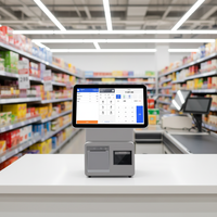 15.6inch Dual Touch Screen All in One Pos System PC Cash Register Machine Terminal Smart Software Supermarket Cashier Checkout