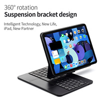 360 °   Étui clavier rotatif pour iPad avec pavé tactile multi-touch pour iPad Air 11 M2 2024, coque BT détachable