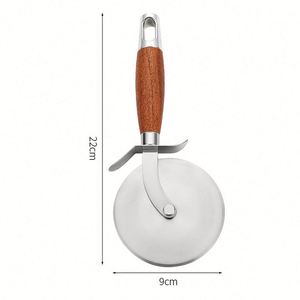 Cortador de Pizza Clásico de Acero Inoxidable con Mango de Madera Premium y Logotipo Personalizado - Product Image 2