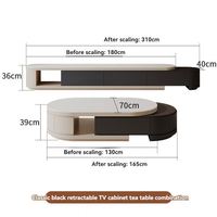 Table basse et meuble TV intégrés en bois rétractables de style crème, de luxe italien, durables, modernes et minimalistes pour salon