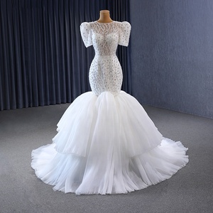 Jancember 231009 Crystal manga corta sirena boda vestidos de novia para niñas - Product Image 1