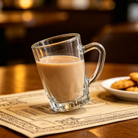 Gelas Shot Kaca Bening Mini 80ml Grosir, Cangkir Minuman Bar untuk Whiskey, Teh, Jus, Kopi, dengan Gagang