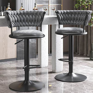 Sillas de Barra Altas Modernas y Ajustables <span class=keywords><strong>para</strong></span> Cocina o Desayunador, Taburetes de Barra de Lujo <span class=keywords><strong>para</strong></span> el Hogar, Tapizados en Terciopelo - Product Image 5