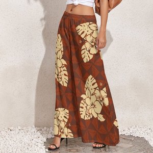 Personnalité personnalisée Conception tribale polynésienne Pantalons pour femmes <span class=keywords><strong>Grande</strong></span> <span class=keywords><strong>taille</strong></span> Maroon <span class=keywords><strong>Pantalon</strong></span> palazzo à jambes larges - Product Image 4
