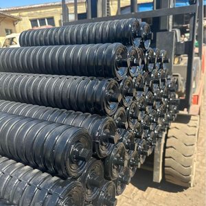 Rouleau de convoyeur à impact avec jeu d'anneaux en caoutchouc robuste pour points de chargement de courroies, rouleau tampon économe en énergie pour mines et carrières - Product Image 4