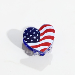 Pinza de Pelo de Plástico con Diseño de Bandera Americana para el Día de la Independencia, Mini Pinza con Forma de Corazón y Estrella, Accesorios para el Cabello para Niñas - Product Image 6