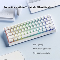 Nouveau clavier 61 touches durable et compact, tri-mode, filaire USB-C 5.0, rétroéclairage RGB, sensation mécanique, silencieux, N-Key Rollover, ergonomique et réglable