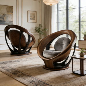 Kursi Santai Fiberglass Modern Mewah Bentuk Telur Bundar, Kursi Putar FRP Tahan Lama untuk Proyek Vila Kelas Atas - Product Image 4