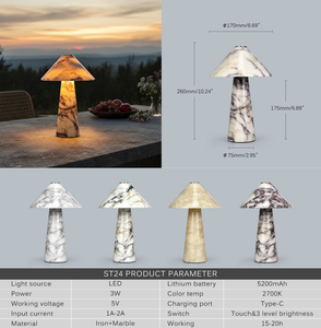 New Luxury Modern Cordless Marble Mushroom Table <strong>Lamp</strong> <strong>for</strong> <strong>Living</strong> <strong>Room</strong> Bedroom Decorative Night Lighting - Product Image 6