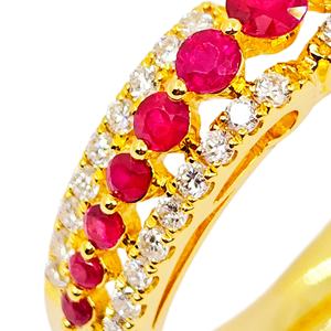 Anillo de plata 925 con circonita rubí y baño de oro de 18K de UM Jewelry, adecuado para hombres y mujeres, uso diario, regalo de aniversario de bodas, fiesta. - Product Image 4