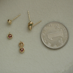 Boucles d'oreilles à tige série de Noël en or pur 9 carats à la mode Zircon Bean Snowflake Deer Star (KJ368) pour les mariages et les cadeaux - Product Image 5