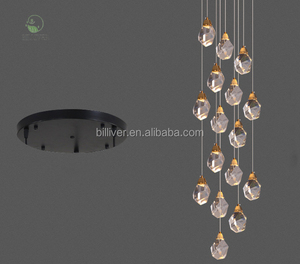 Hiện đại sang trọng Vàng K9 Ice pha lê <span class=keywords><strong>LED</strong></span> đèn chùm ánh sáng mặt dây chuyền tinh khiết Đồng cơ sở treo đèn cho khách sạn cao Trần Thanh Lịch - Product Image 4