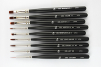 Ensemble de pinceaux à ongles ovales professionnels de luxe de haute qualité avec manche en bois noir mat et liner en nylon pour les salons de beauté