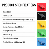 High Current Quick Push 4mm Stackable Solderless Brass Banana Plug Multi Color Wire Connector for Multimeter Test Instruments