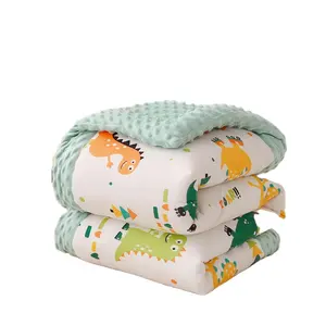 Wholesale Newborn Winter Solid Bubble Fleece Dot Bean Swaddling Quilt Towels Super Soft Security Minky Baby Blanket