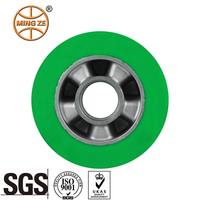 Roue pivotante en aluminium avec noyau en PU élastique 200x50mm pour utilisation en extérieur, usage intensif, capacité de charge de 450 kg, bande de roulement souple