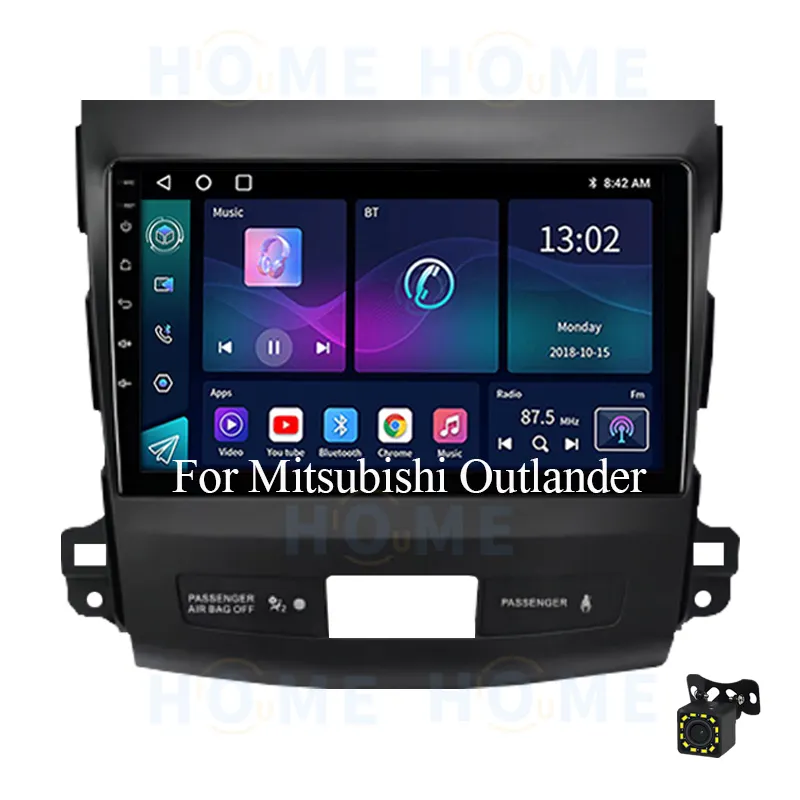 Android 10 32Gรถวิทยุกล้องด้านหลังสําหรับMitsubishi Outlander 2007-2012 AndroidมัลติมีเดียอัตโนมัติCarplay GPS WIFIฟันสีฟ้า