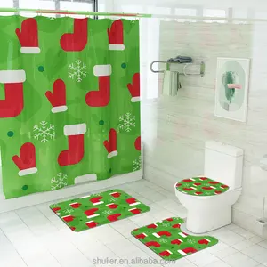 Tất Giáng Sinh Màu Xanh Lá Cây Theo Chủ Đề Giáng Sinh Thiết Kế Sang Trọng Rèm Tắm Không Thấm Nước Thiết Kế Cho Phòng Tắm