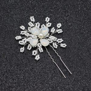 Épingle à <span class=keywords><strong>cheveux</strong></span> coréenne faite à la main avec des fleurs en perles, coiffe de mariage, accessoires pour <span class=keywords><strong>cheveux</strong></span> courts, transfrontalier - Product Image 4