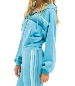 Hoodie dan Celana Training Wanita Aviator Nation dengan Ritsleting, 5 Garis Pelangi, Lengan Panjang, Jahitan Longgar - Product Image 1