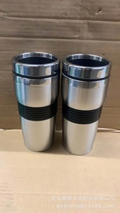 450ML Stainless Steel Vacuum Insulated Double-Steel Concave Car Cup with Leather Sleeve Leak-Proof Lid for Non-Slip Hand Grip - Product Image 3