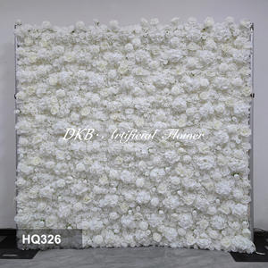 DKB Factory Artificial Ivory Color Rose Flower Panel 5D High End Real Touch Faux Flower Wall 8*8ft <strong>Backdrop</strong> for Luxury <strong>Wedding</strong> - Product Image 3
