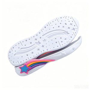 HT-9K0379 Suela de Zapatos Deportivos para Niños, Duradera y Ligera, EVA+TPR, Antideslizante, Diseño de Estrella Arcoíris, Color y Logotipo Personalizables - Product Image 3