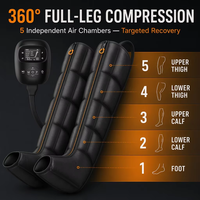 Masseur de pieds et de jambes à compression d'air, 5 chambres, 6 modes, bottes de récupération séquentielle professionnelles, 8 niveaux d'intensité, pressothérapie