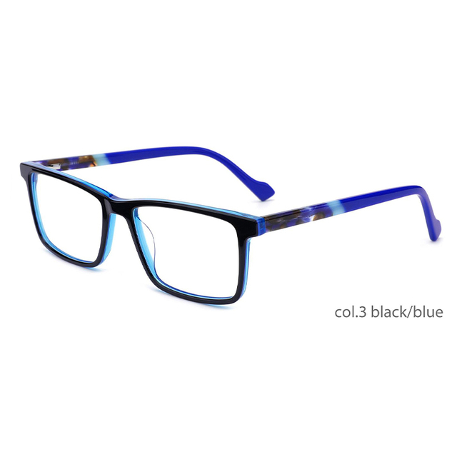 Men's Optical Frames Rectangle Blue Acetate Eyeglasses Frames Fashionable Reading Glasses Computer Optical Eye Glass
