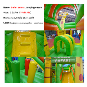 Château gonflable commercial avec toboggan, thème jungle, château gonflable extérieur, château gonflable animalier safari pour enfants - Product Image 5