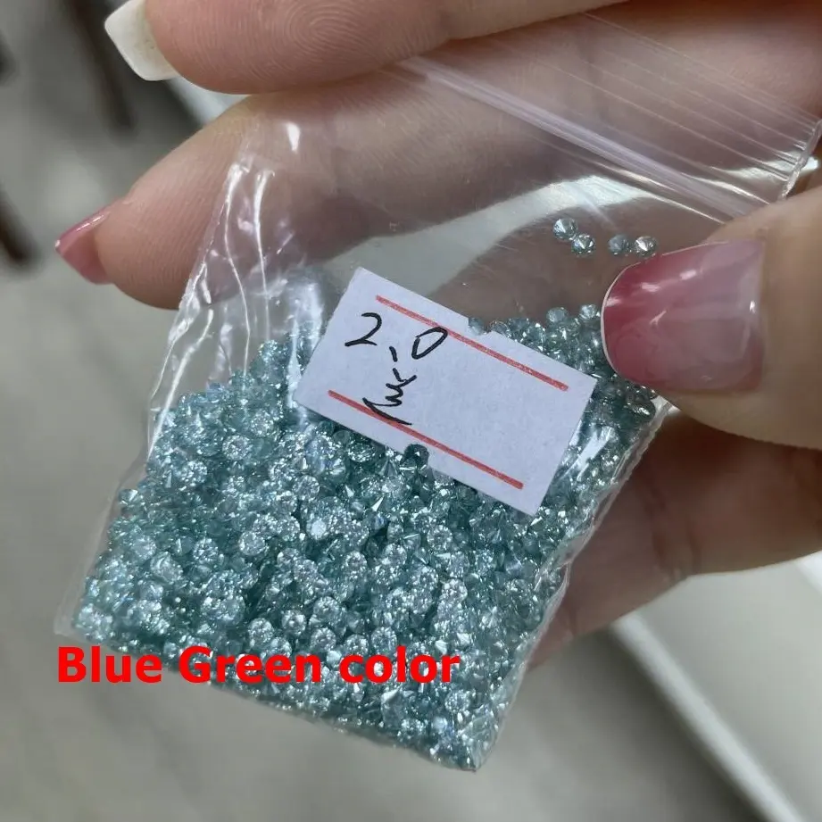 Joyería de lujo de tamaño pequeño, piedra de diamante moissanita de laboratorio suelto de 1,2mm, corte brillante redondo, moissanita verde oscuro y azul