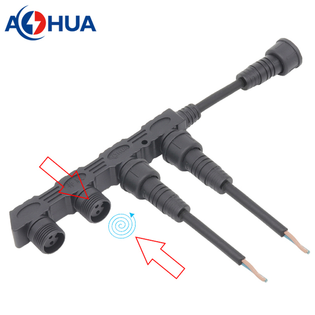 AOHUA 2-Pin F-Type Waterproof Power Connector-Male Female Plastic Wire Plug for LED Modules