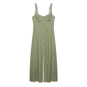 ZATRHMBM <span class=keywords><strong>Vestido</strong></span> <span class=keywords><strong>Midi</strong></span> Elegante Retro con <span class=keywords><strong>Tirantes</strong></span> y Estampado de Puntos, Nueva Moda de Verano 2026 para Mujer - Product Image 1