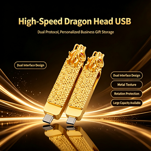 Memoria USB Giratoria de Metal con Diseño de Dragón Dorado del Zodiaco, 2 en 1 Tipo-C, 4GB-128GB de Gran Capacidad, con Logotipo Personalizado para Regalo - Product Image 3