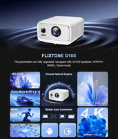 Proyector Flixtone D10S, 4000 ANSI Lúmenes, 1080P, Video 4K, Chip V660 de 8 Núcleos, Decodificación Inteligente, Pantalla Grande, WiFi, para Aula, Cine en Casa
