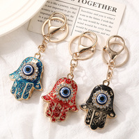 Pendentif porte-clés Mains de Fatma en alliage européen et américain, accessoire de bijouterie œil bleu turc contre le mauvais œil