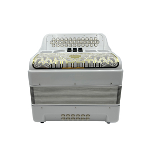 أكورديون دياتونيك سيساوند 34 زر 12-Bass 3-سجلات جسم أبيض ساطع مع شواية ذهبية أزرار بيضاء JB3412C مصنوعة من الخشب - Product Image 2