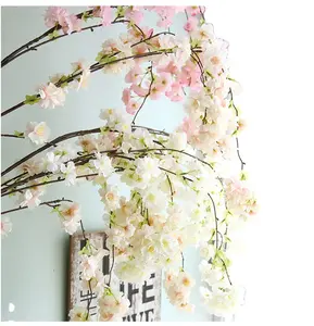 Ranting Bunga Sakura Merah Muda, Tangkai Bunga Buatan untuk Dekorasi Pernikahan & Rumah