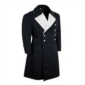 Gabardina Larga Negra Cruzada para Hombre, Estilo Blazer, Cortavientos, Ropa Exterior Formal - Product Image 2