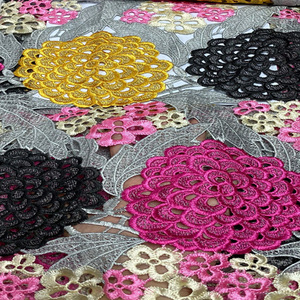 Bestway <span class=keywords><strong>Africain</strong></span> Multicolore Soluble Dans L'eau Cordon Guipure <span class=keywords><strong>Dentelle</strong></span> Tissu Motif Floral Suisse Voile pour Robe De Mariée Nigériane - Product Image 4