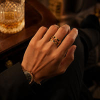 JLM Premium Custom Gold Stainless Steel Guitar String Gold Flake Ring Unisex Wedding Band Musician Jewelry Engagement Gift Party