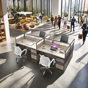 Hiện đại Modular coworking văn phòng bảng 4-6 chỗ ngồi hiện đại bàn làm việc Bảng điều khiển gỗ vật liệu cho mở nhân viên văn phòng - Product Image 2