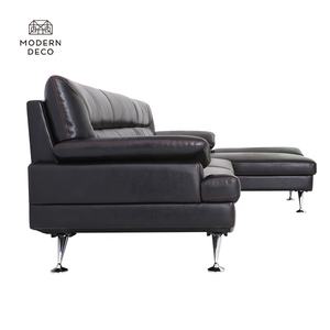 Custom Zwart Bruin Faux Lederen Sofa Met <span class=keywords><strong>Chaise</strong></span> - Product Image 5