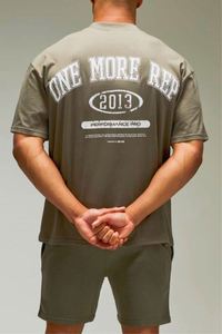 Ensemble T-shirt et short surdimensionné kaki One More Rep, style sportif basique, pour homme - Product Image 2