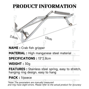 Crochet de pêche en acier inoxydable crabe Grabber outil de saisie pince piège à <span class=keywords><strong>brochet</strong></span> contrôleur de pêche attirail attraper crabe accessoire - Product Image 2