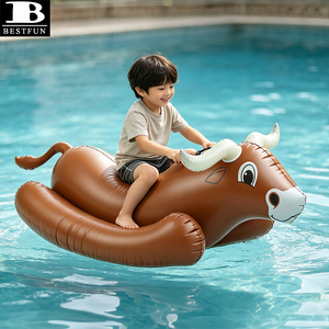 Bouée gonflable en forme de taureau à bascule, en PVC épaissi, avec poignées, pour enfants et adultes, jouet aquatique pour fêtes - Product Image 3