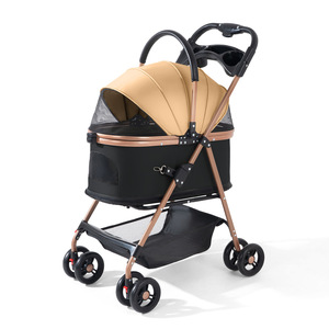 मध्यम बड़े कुत्तों के लिए हल्के फोल्डेबल पालतू रोलर 4 व्हील शॉक अवशोषण बाहरी यात्रा पोर्टेबल पालतू कार्ट - Product Image 5